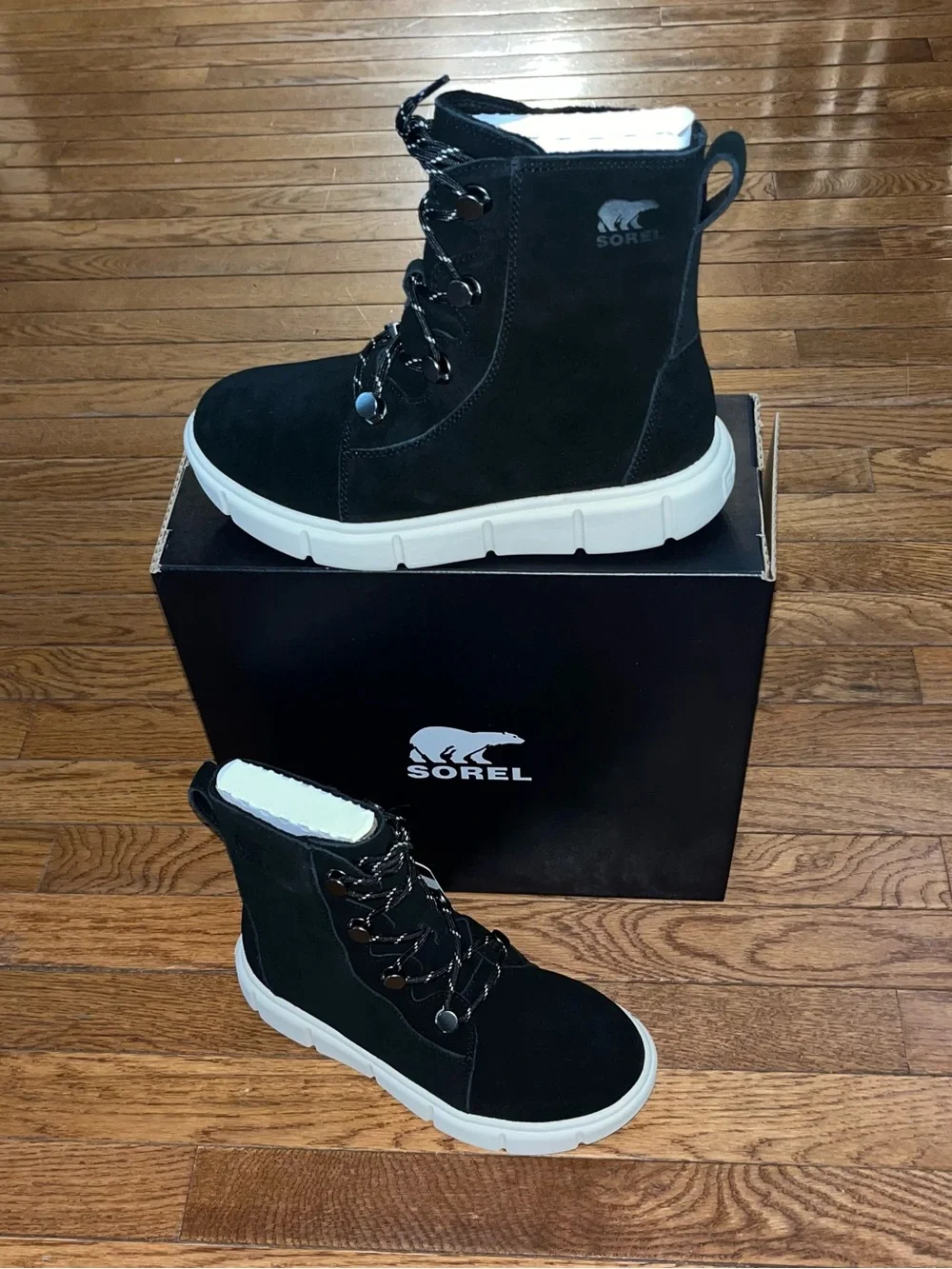 Sorel Explorer 3 Joan Waterproof Winter Boot Black & Chalk Women’s Size 7.5